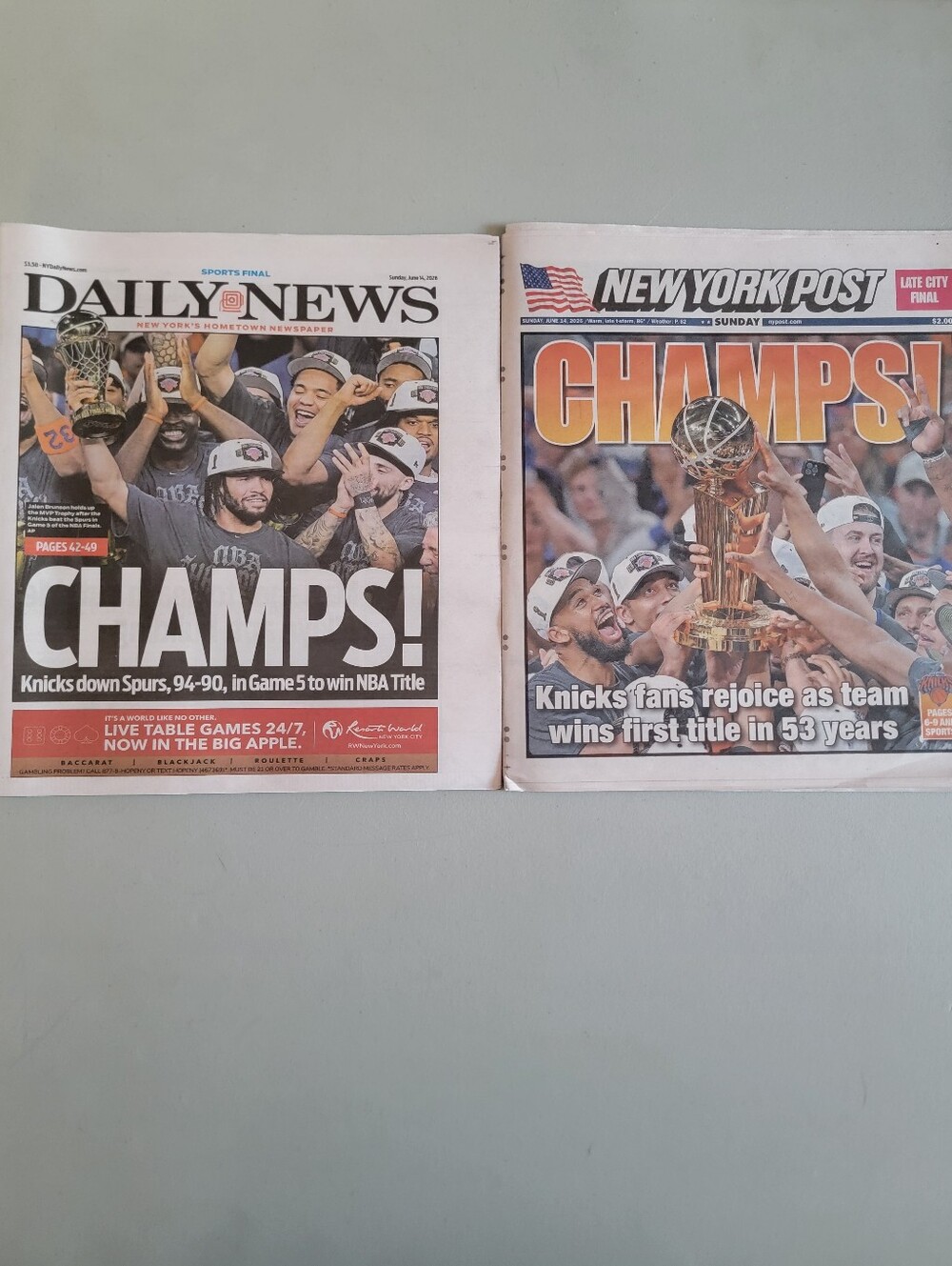 NY KNICKS DAILY NEWS/POST NEWSPAPER BUNDLE